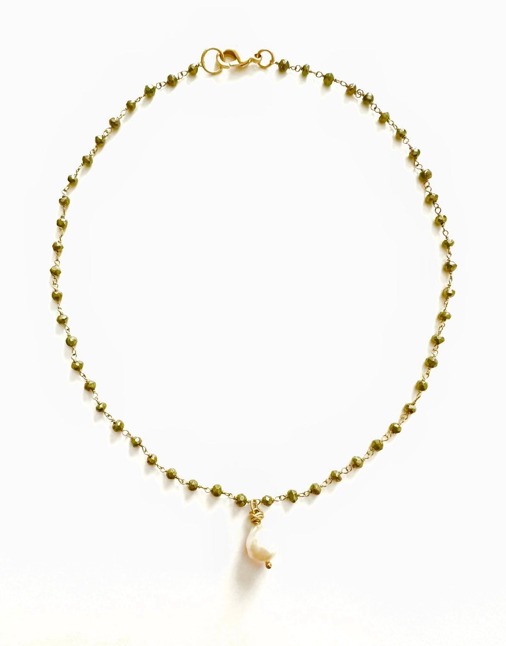 Grace – semi-precious stone rosary necklace with pearl drop