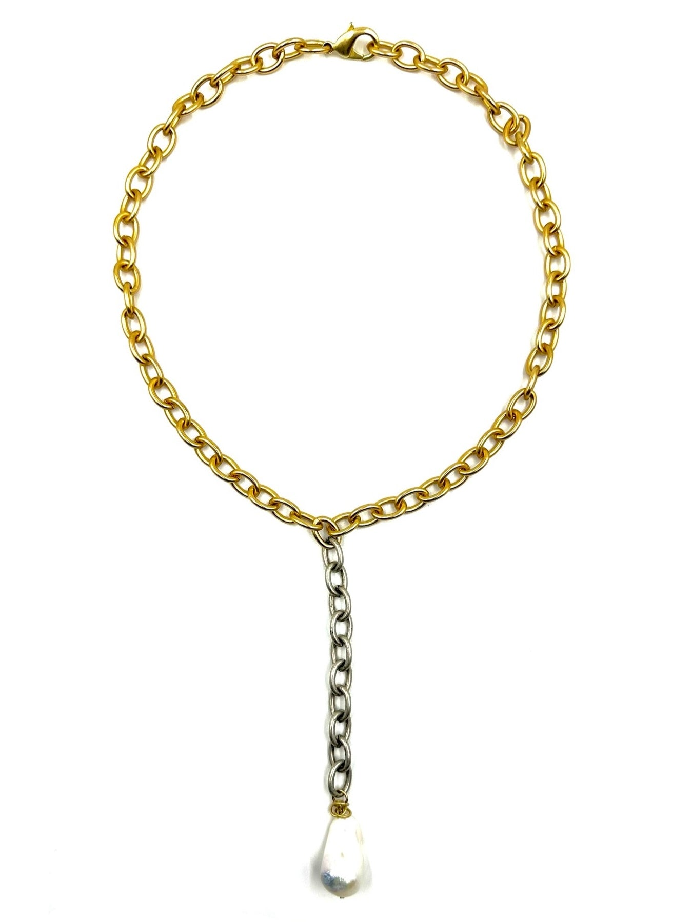 Gretta - two-tone necklace with Baroque pearl