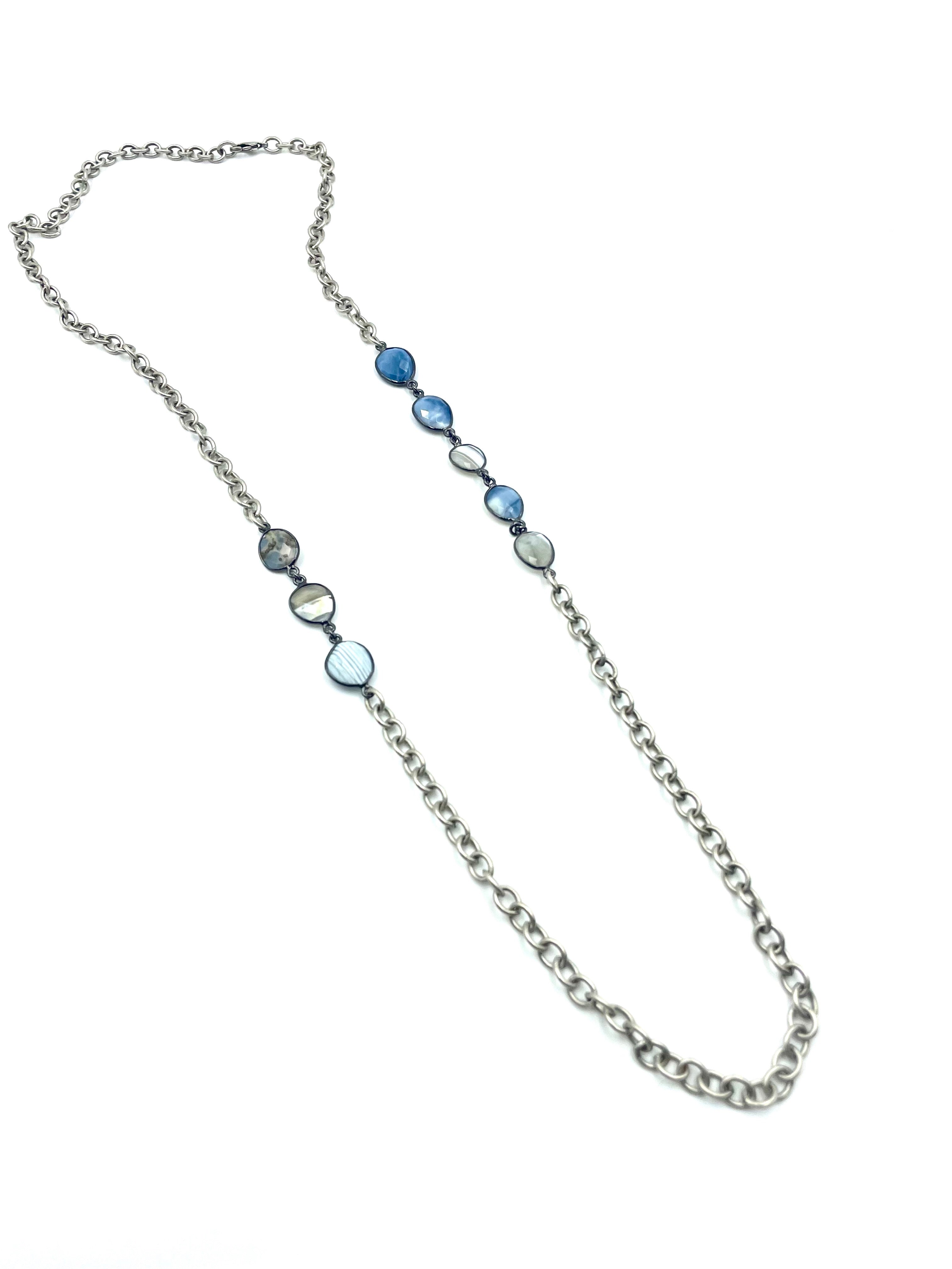 Hypnotic – long necklace of bezel set semi-precious stones