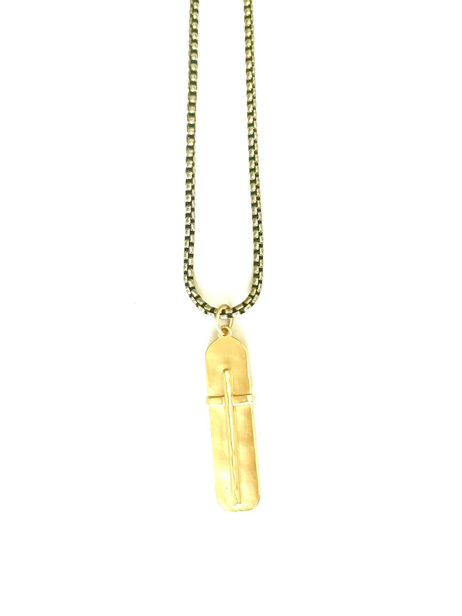 Long Cross – necklace with hammered cross drop