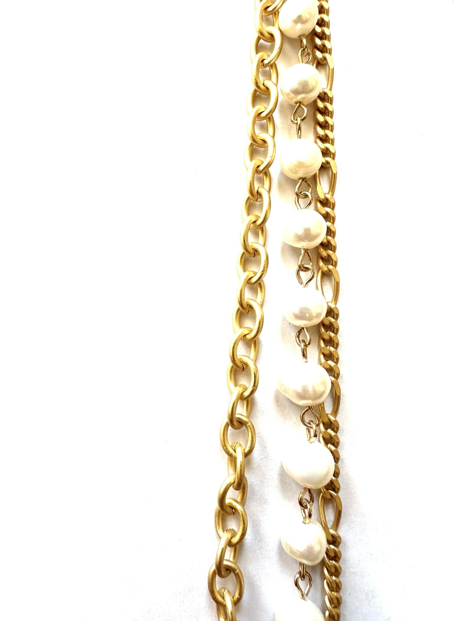 Royal - necklace of multi-chains and pearl rosary