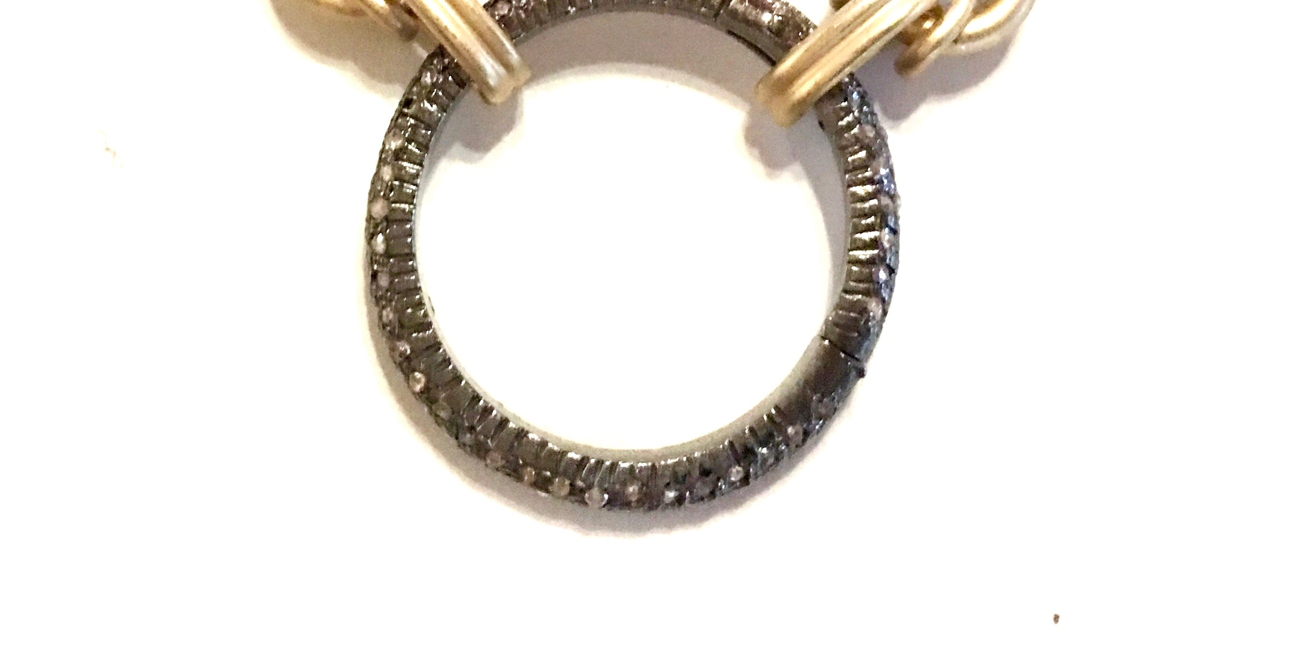 Francie-2 - necklace with handmade sterling silver and vermeil link chain and diamond clasp
