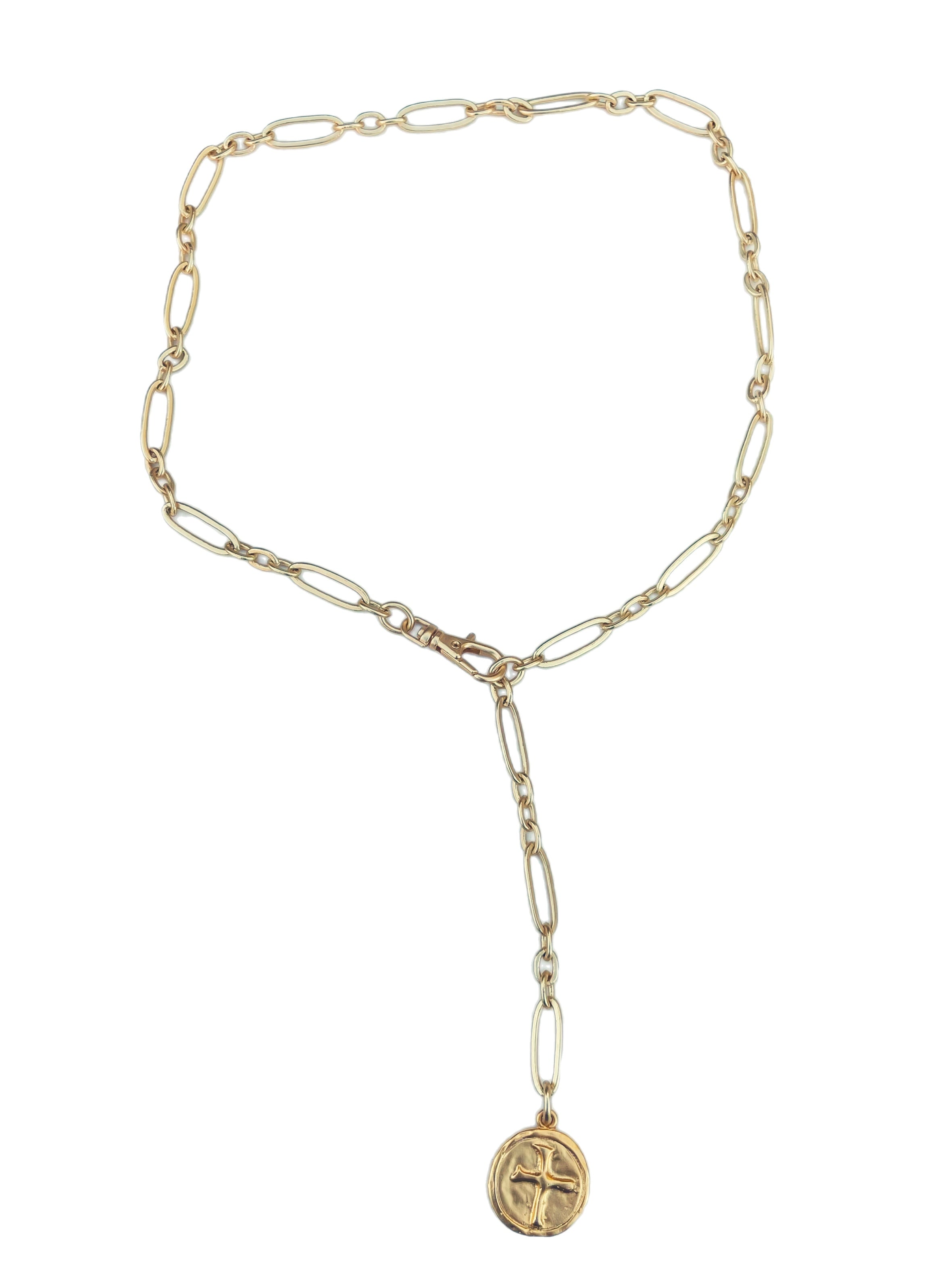 Cross Lariat – necklace with hand casted cross drop