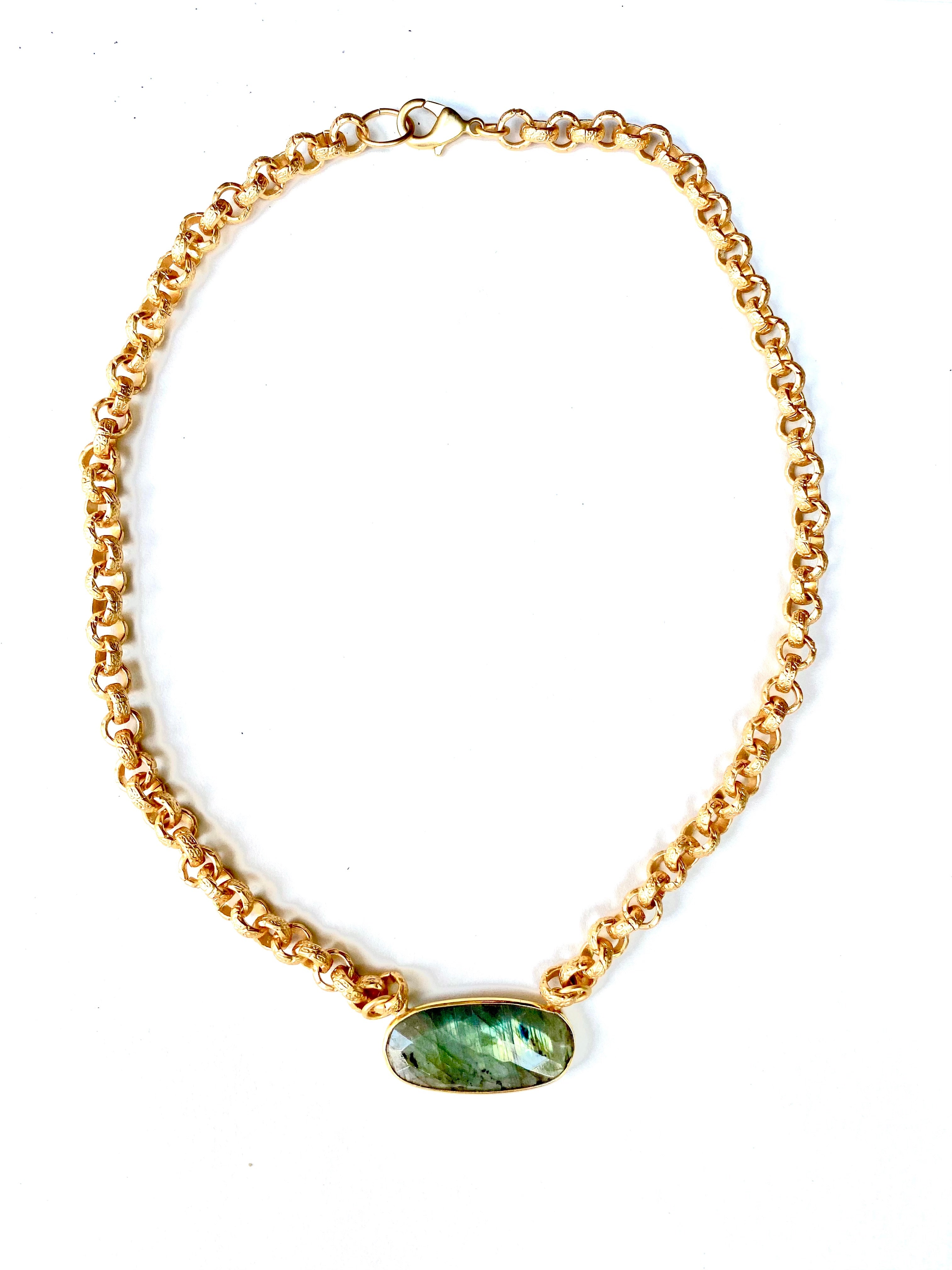 Blaise - necklace with bezel set sterling silver centerpiece stone