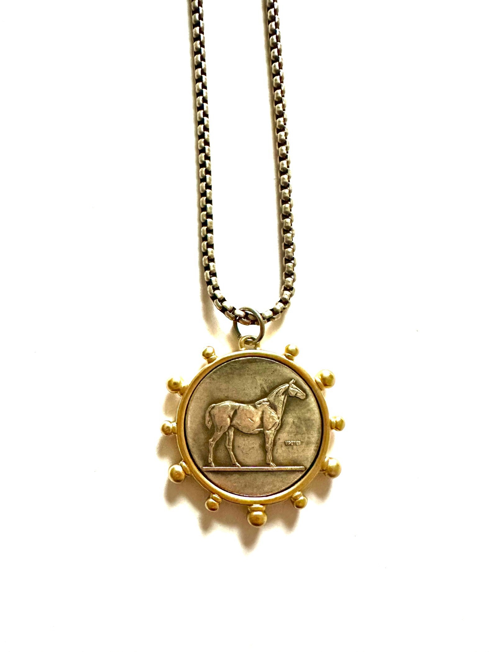 Derby - hand casted horse coin necklace