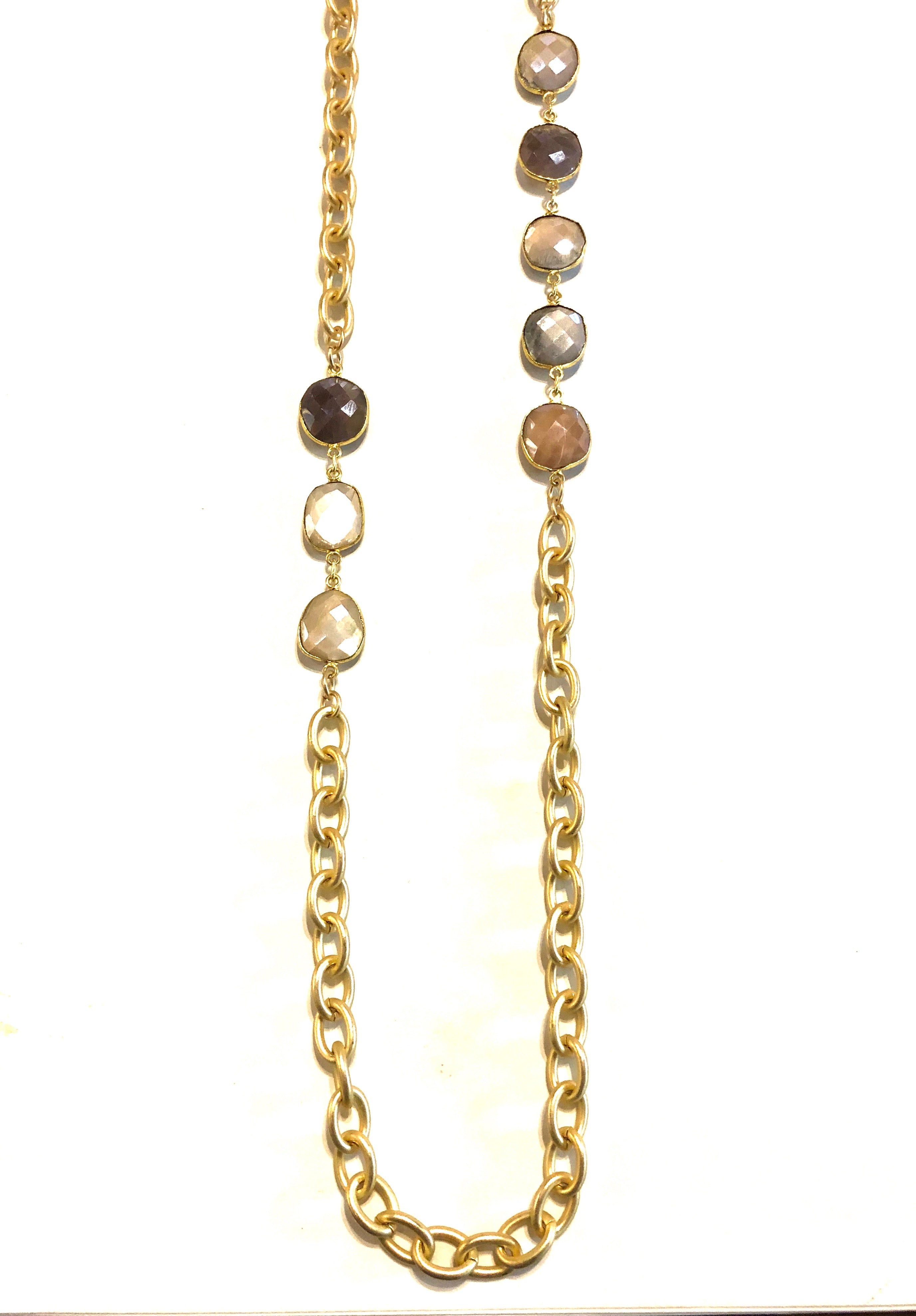 Hypnotic – long necklace of bezel set semi-precious stones