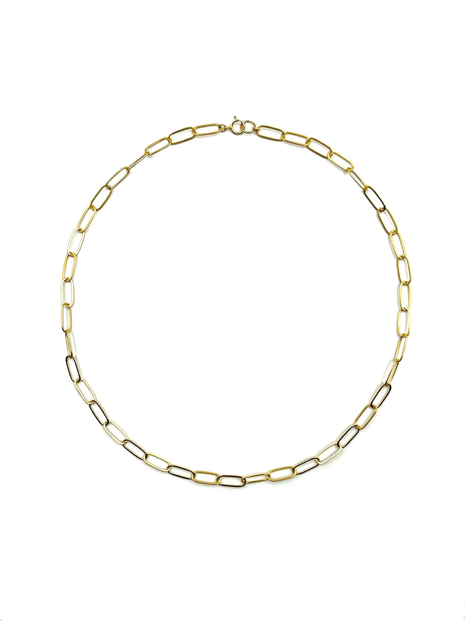 Milan-gold filled paperclip chain necklace