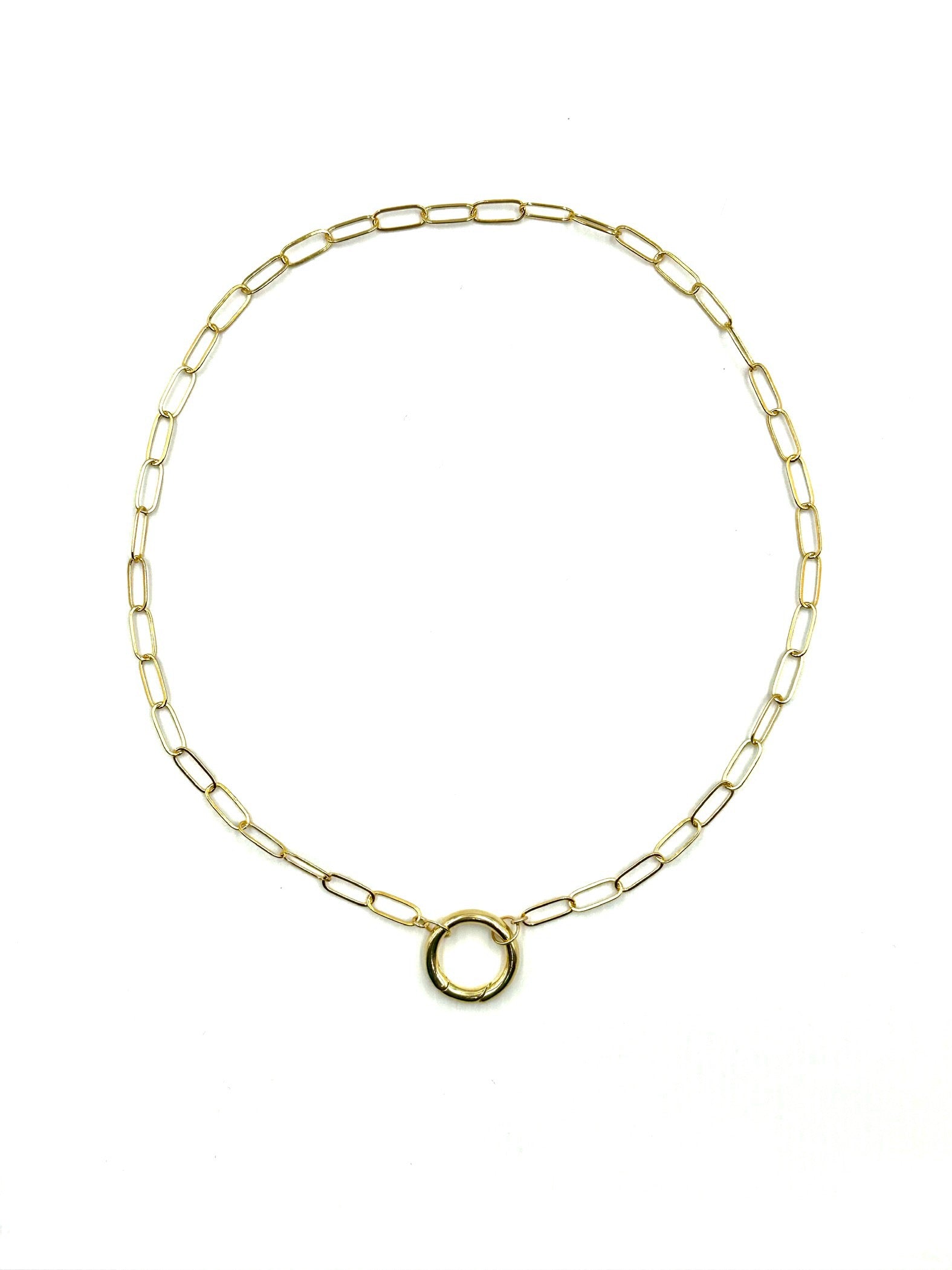 Nina - Gold filled link necklace with gold filled carabiner clasp