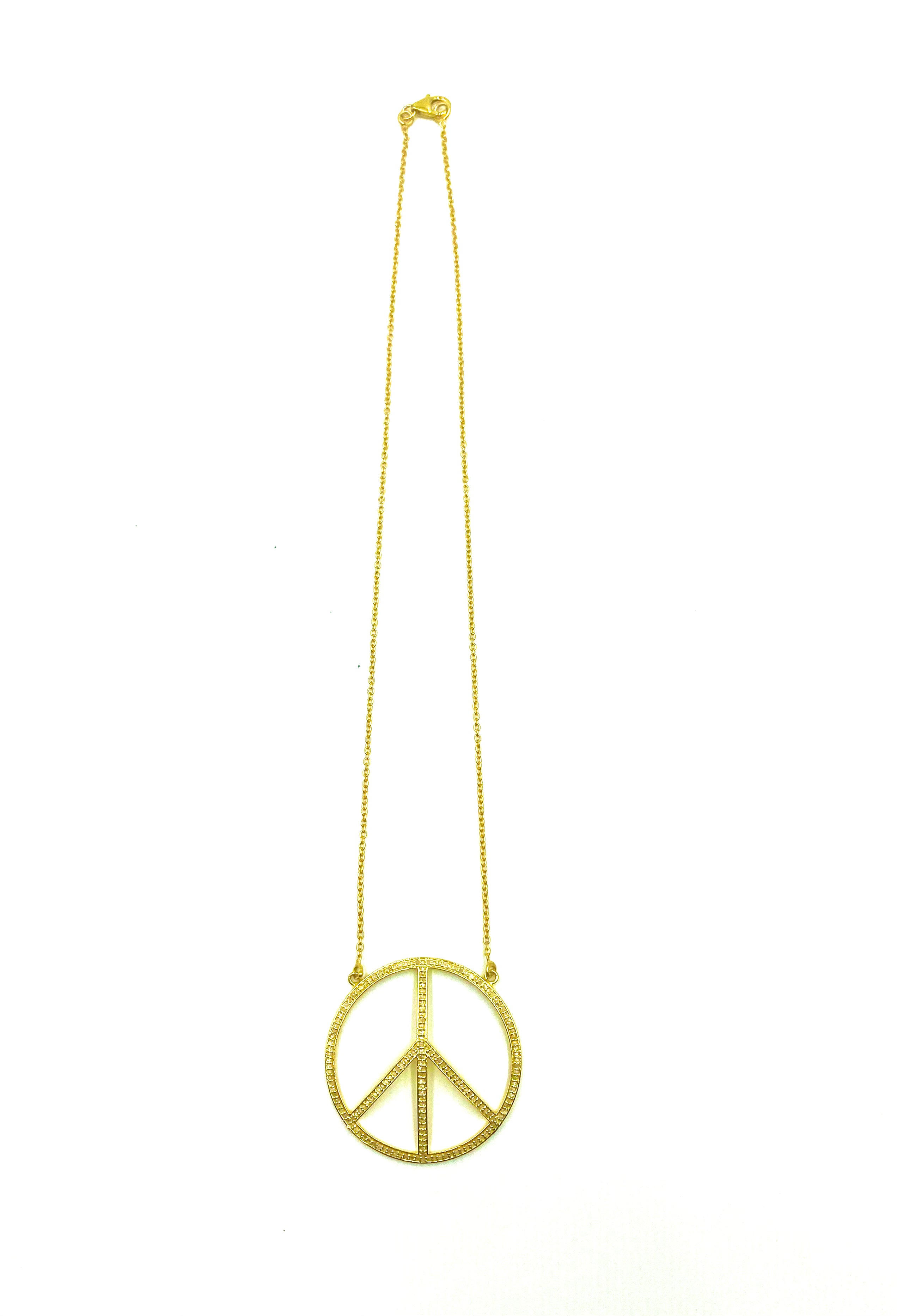 Peace Out - oxidized sterling silver necklace with diamond peace out pendant