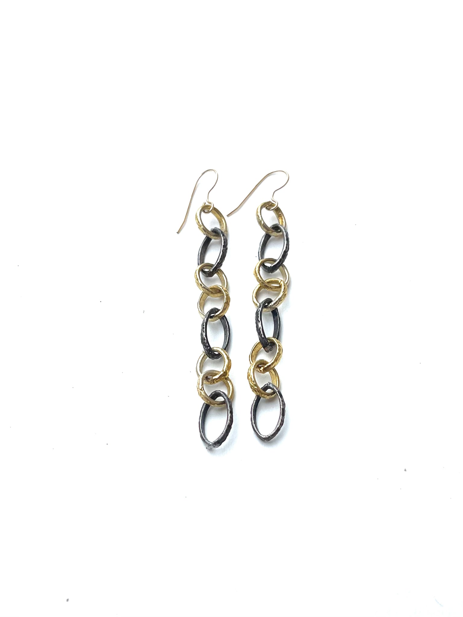 Francie-E - earrings with handmade sterling silver and vermeil chain