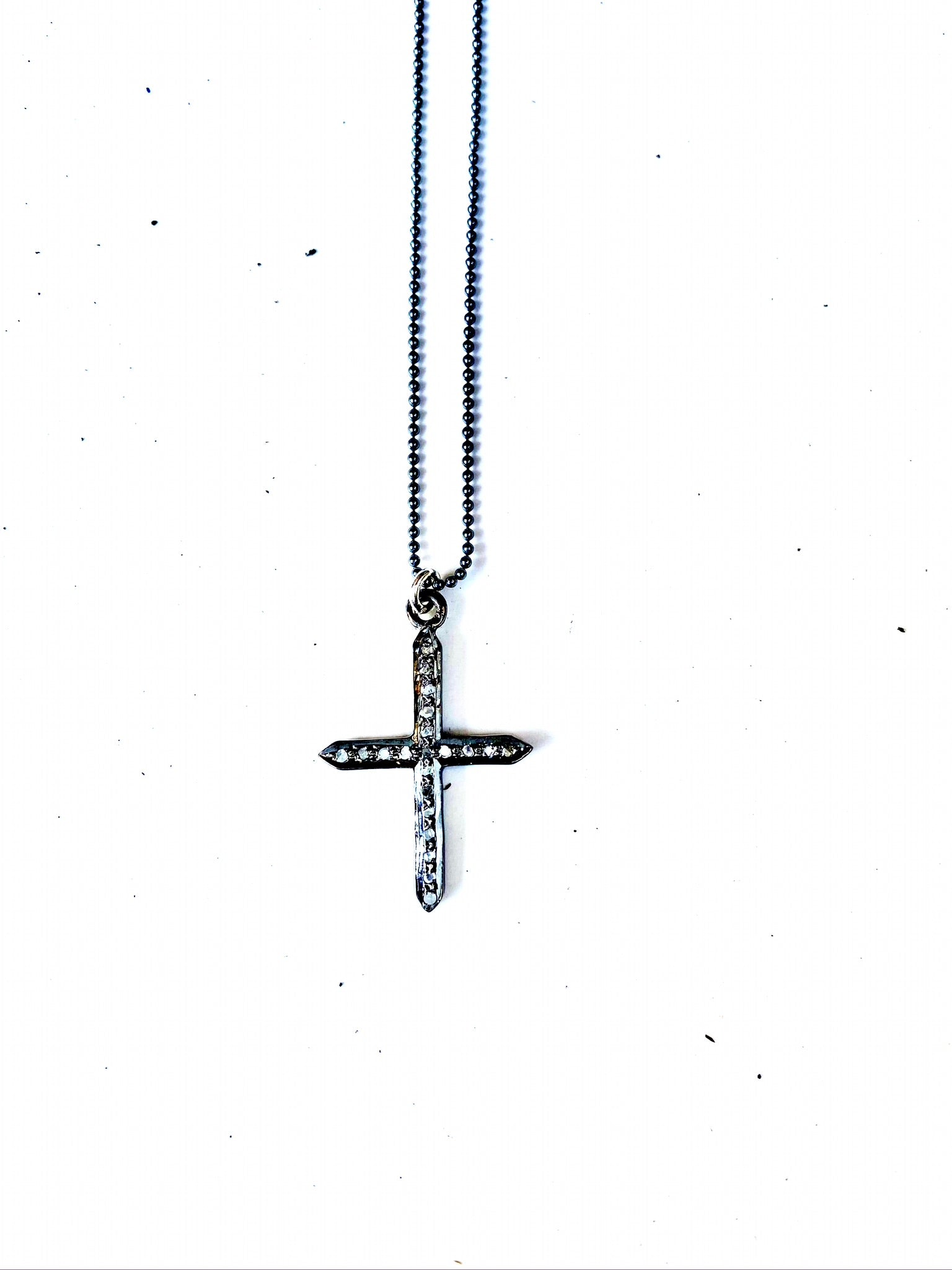 Diamond Cross - sterling silver necklace with diamond cross pendant