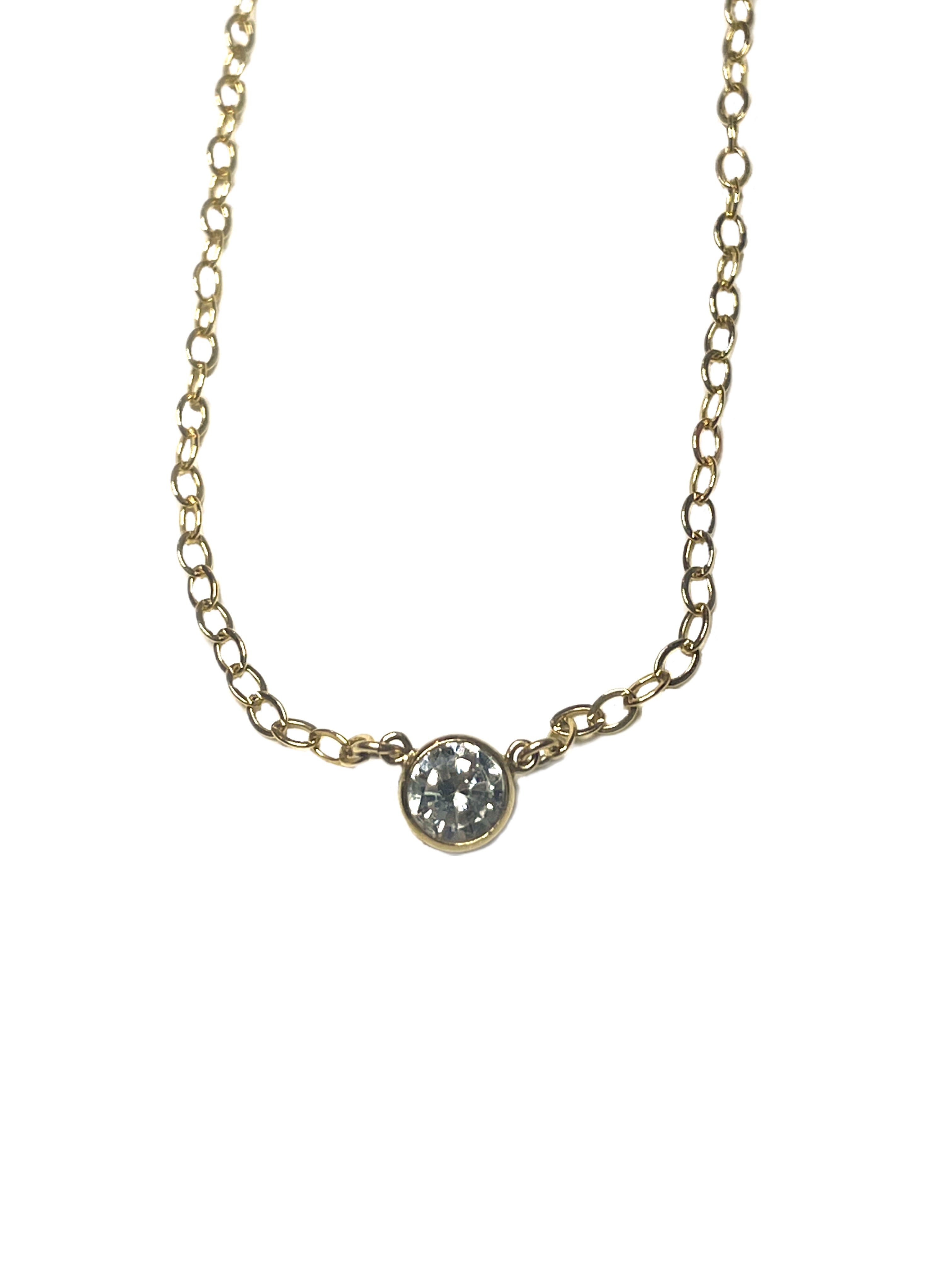 Steph-N – gold-filled necklace with solitaire CZ connector