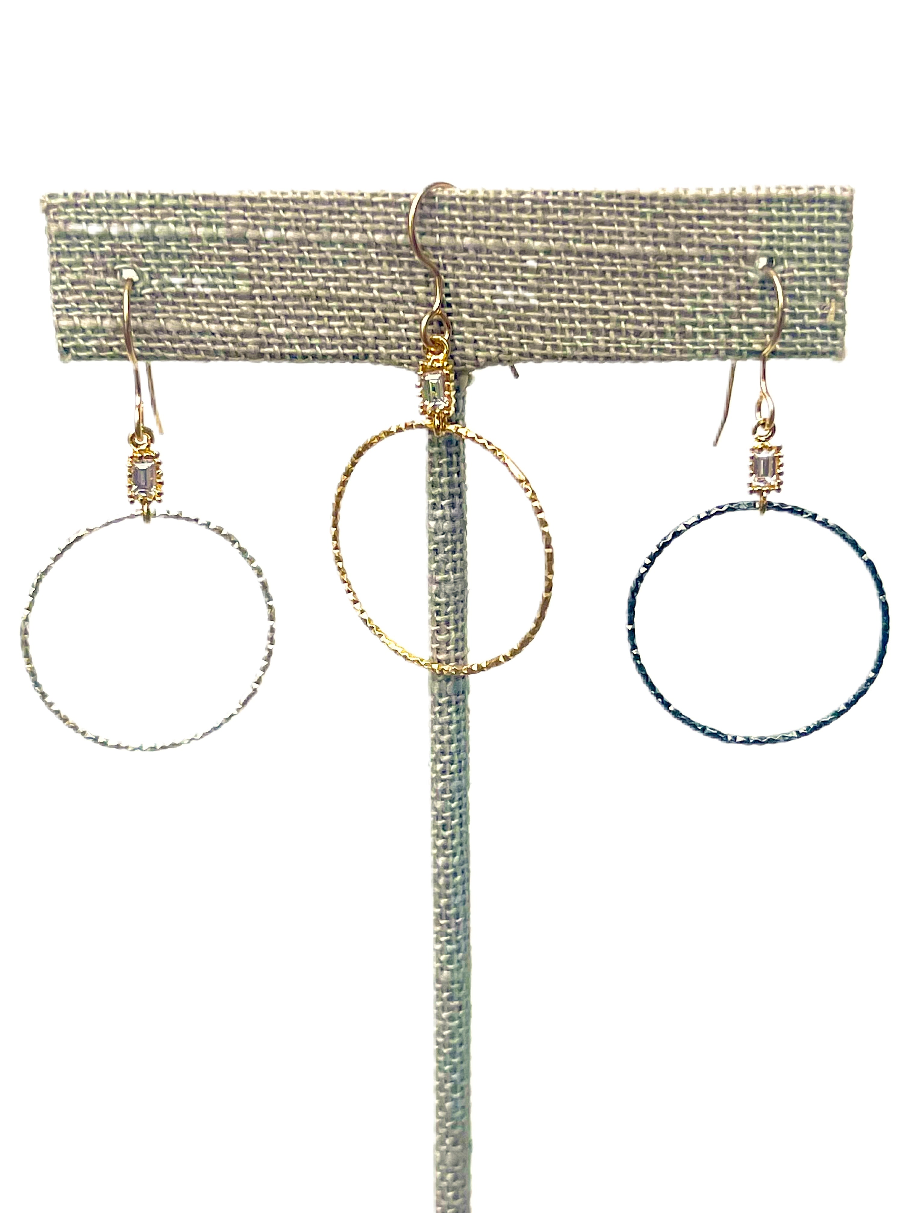 Kelly - earrings with laser cut circles and CZ connectors