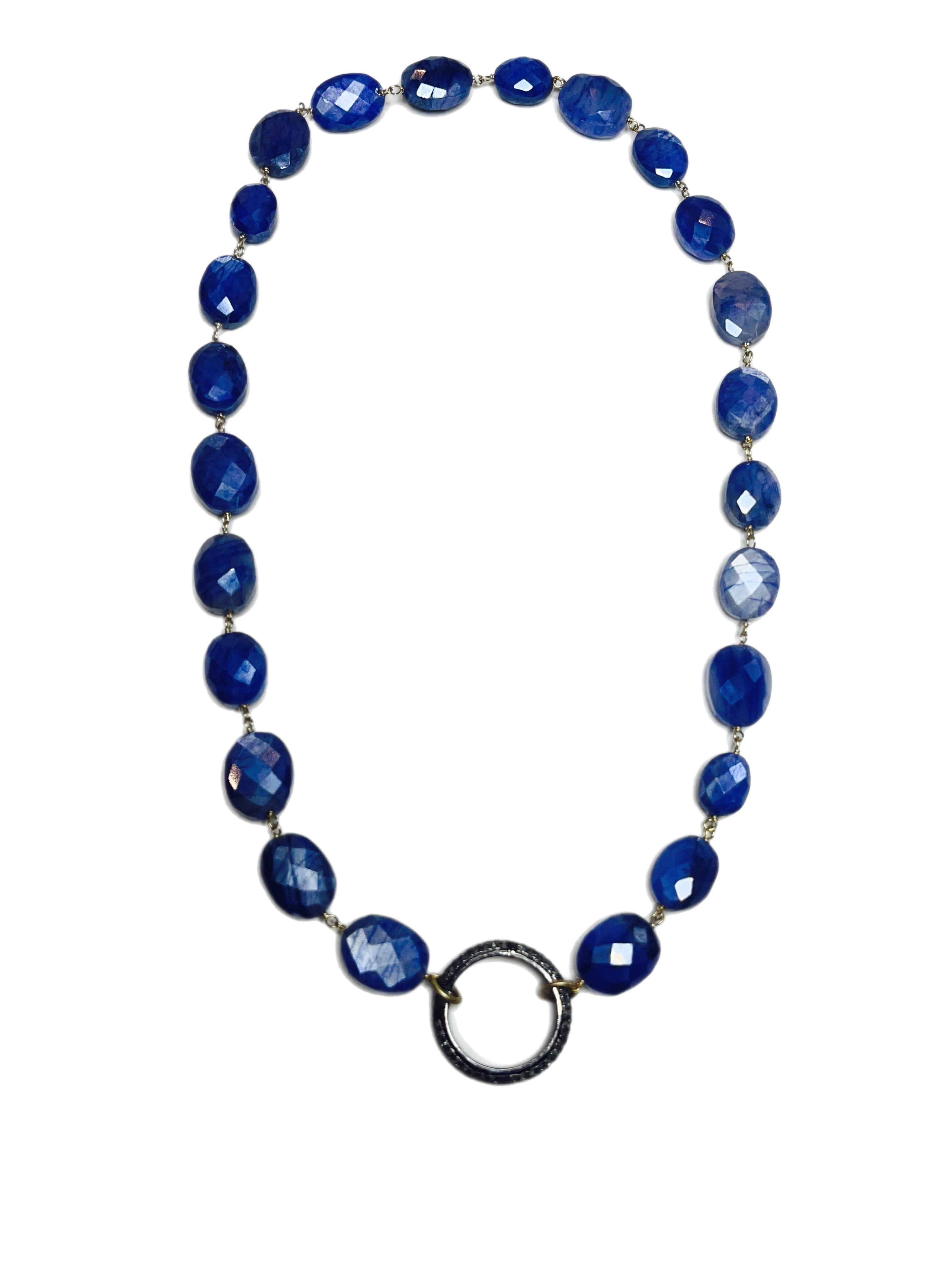 Indigo - necklace with semi-precious indigo moonstones and diamond closure