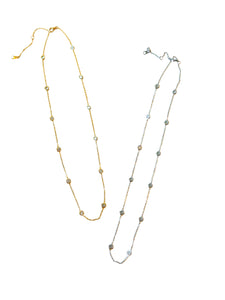 CZ/Yard - sterling silver / vermeil necklace with cz stations