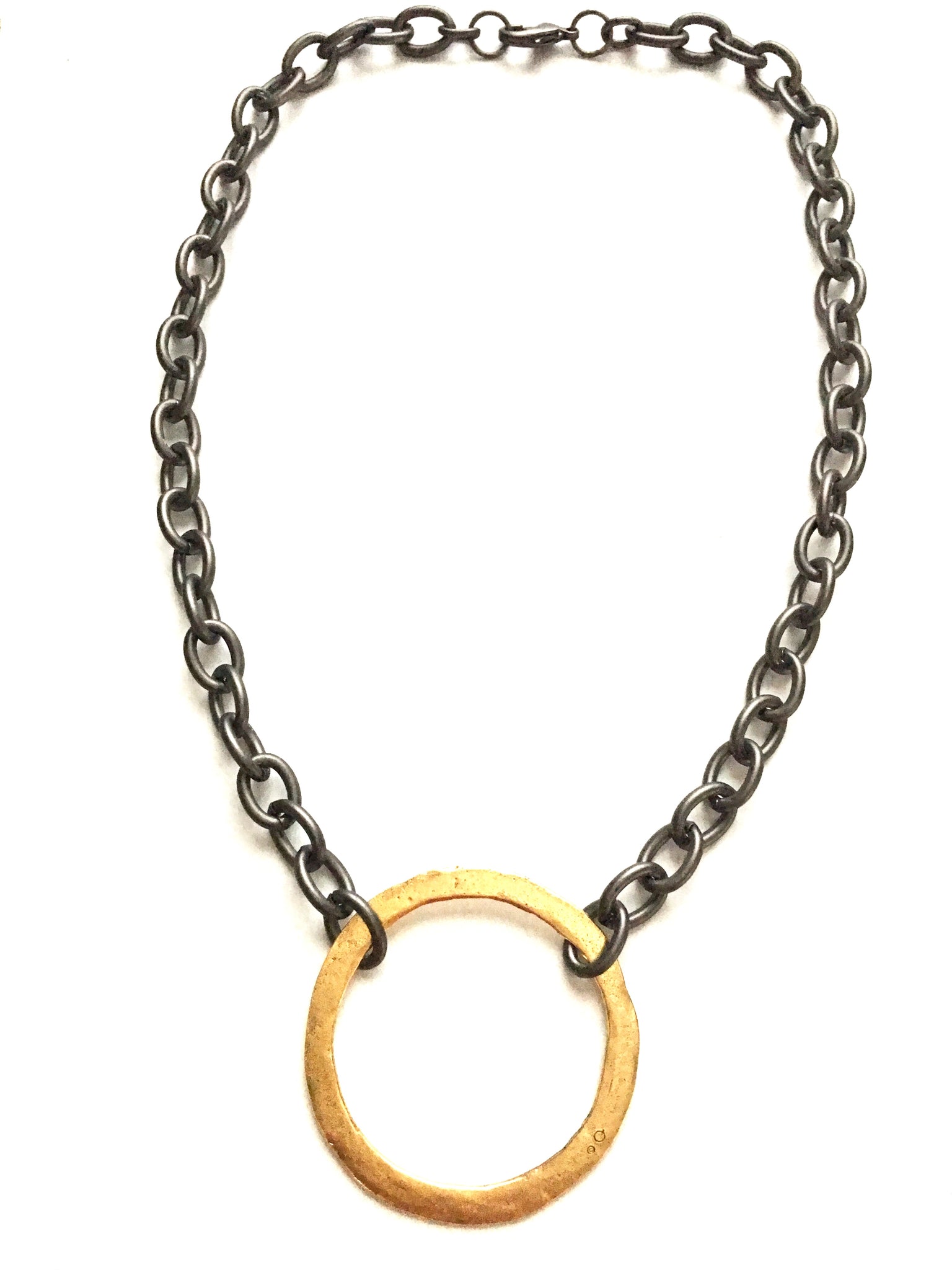 Revolution - necklace with x-large hammered circle