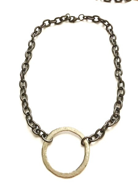 Revolution - necklace with x-large hammered circle