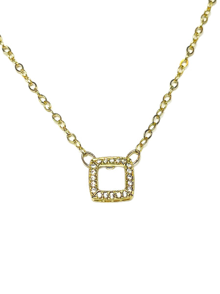Diana - Gold filled necklace with bezel set cz pendant