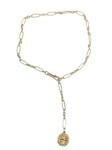 Cross Lariat – necklace with hand casted cross drop