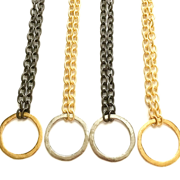 Revolution - necklace with x-large hammered circle