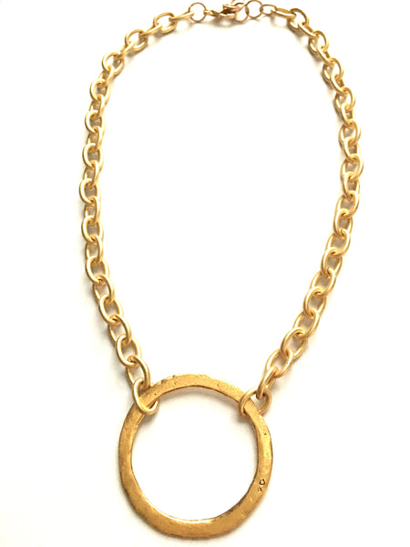 Revolution - necklace with x-large hammered circle