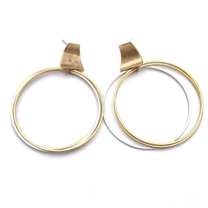 Hoopla - earrings with mixed metal hoops on stud