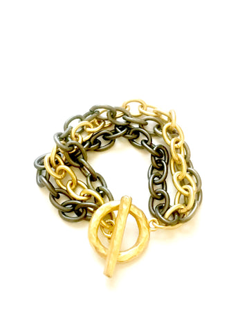 Bennett - bracelet with mixed metals and toggle