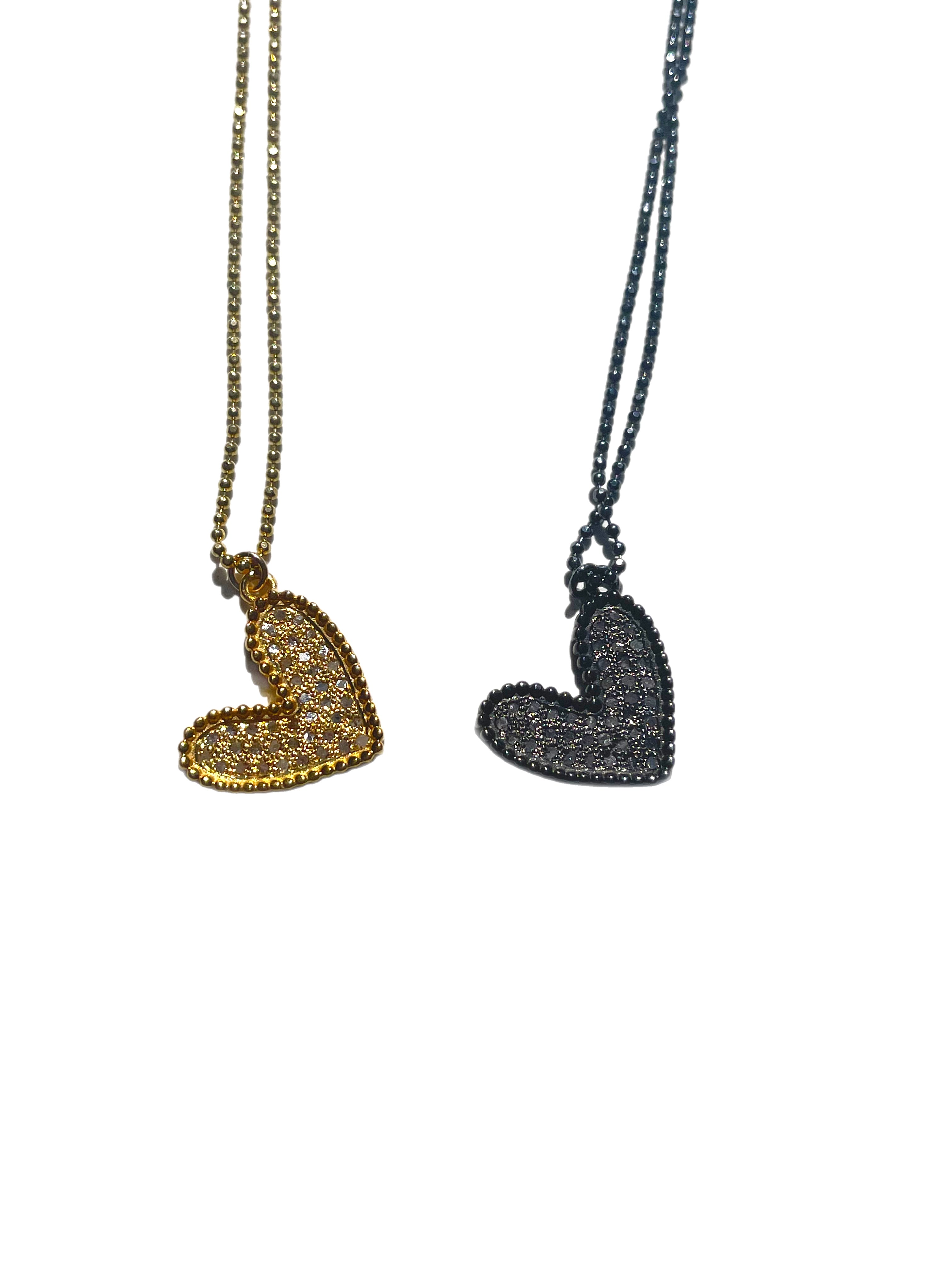 Heart – sterling silver necklace with pave diamond heart pendant