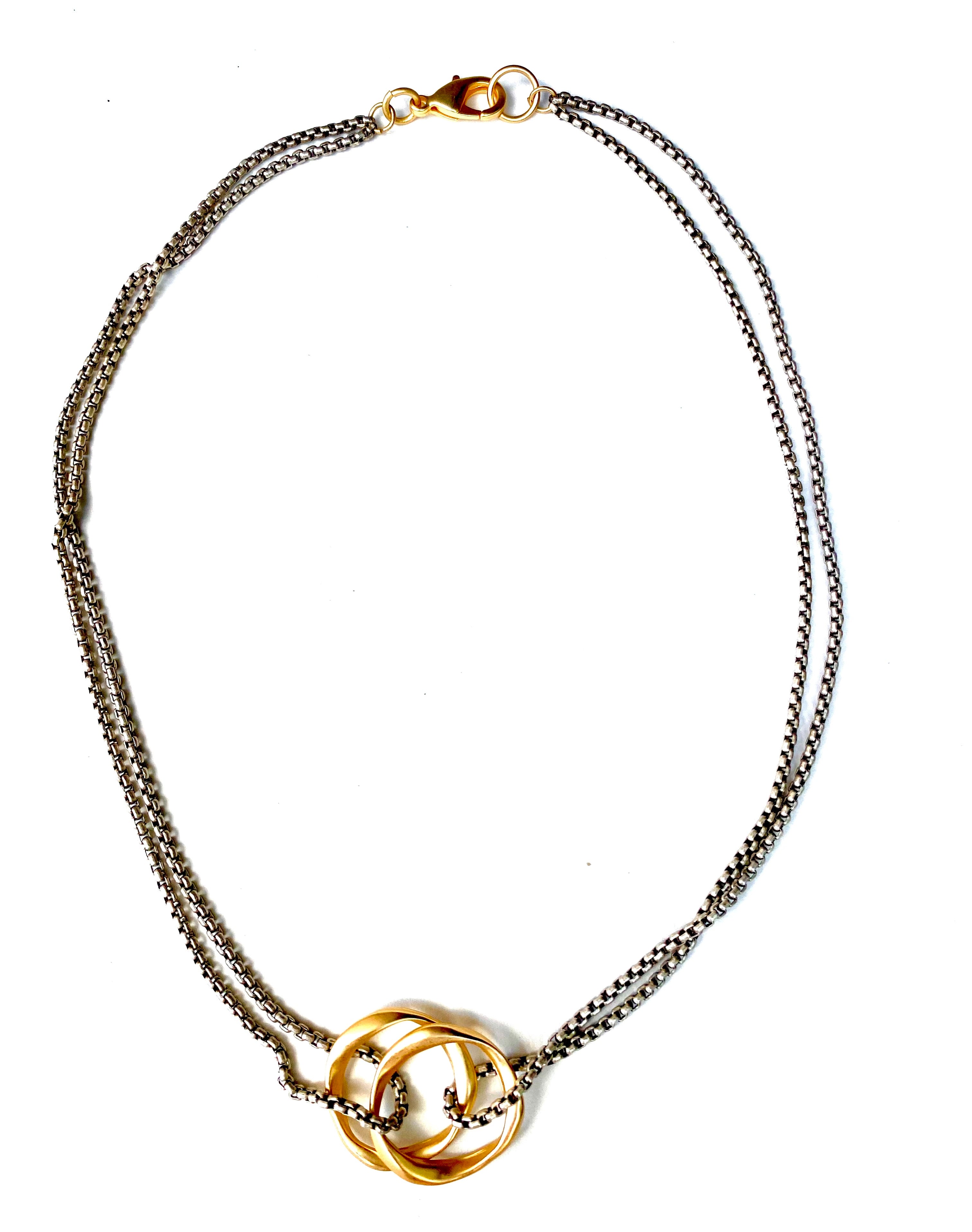 Elle - necklace with organic double circle connector
