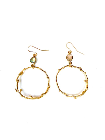 Fern - earrings with semi-precious labradorite connectors