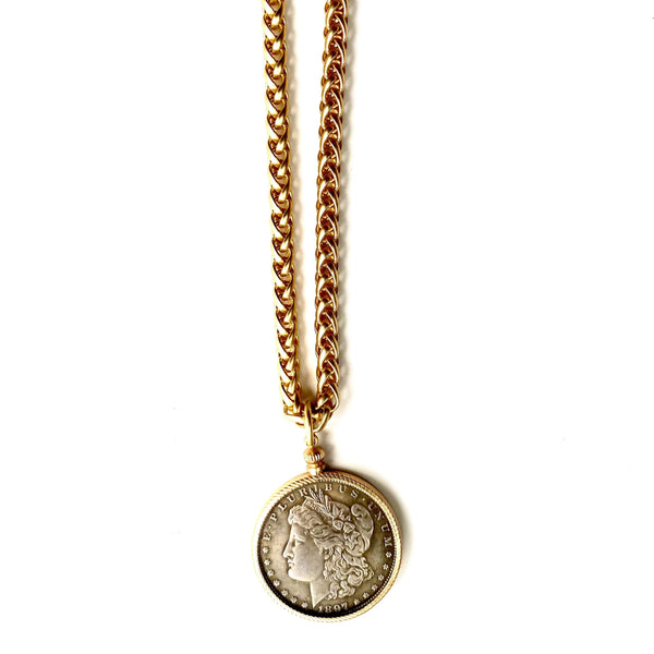 Gwen - necklace with large coin pendant