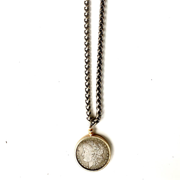 Gwen - necklace with large coin pendant
