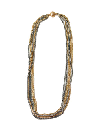 Mixed Curb-N - multi-strand two-tone necklace