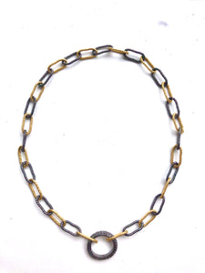 Bree - necklace with handmade sterling silver and vermeil chain and diamond clasp