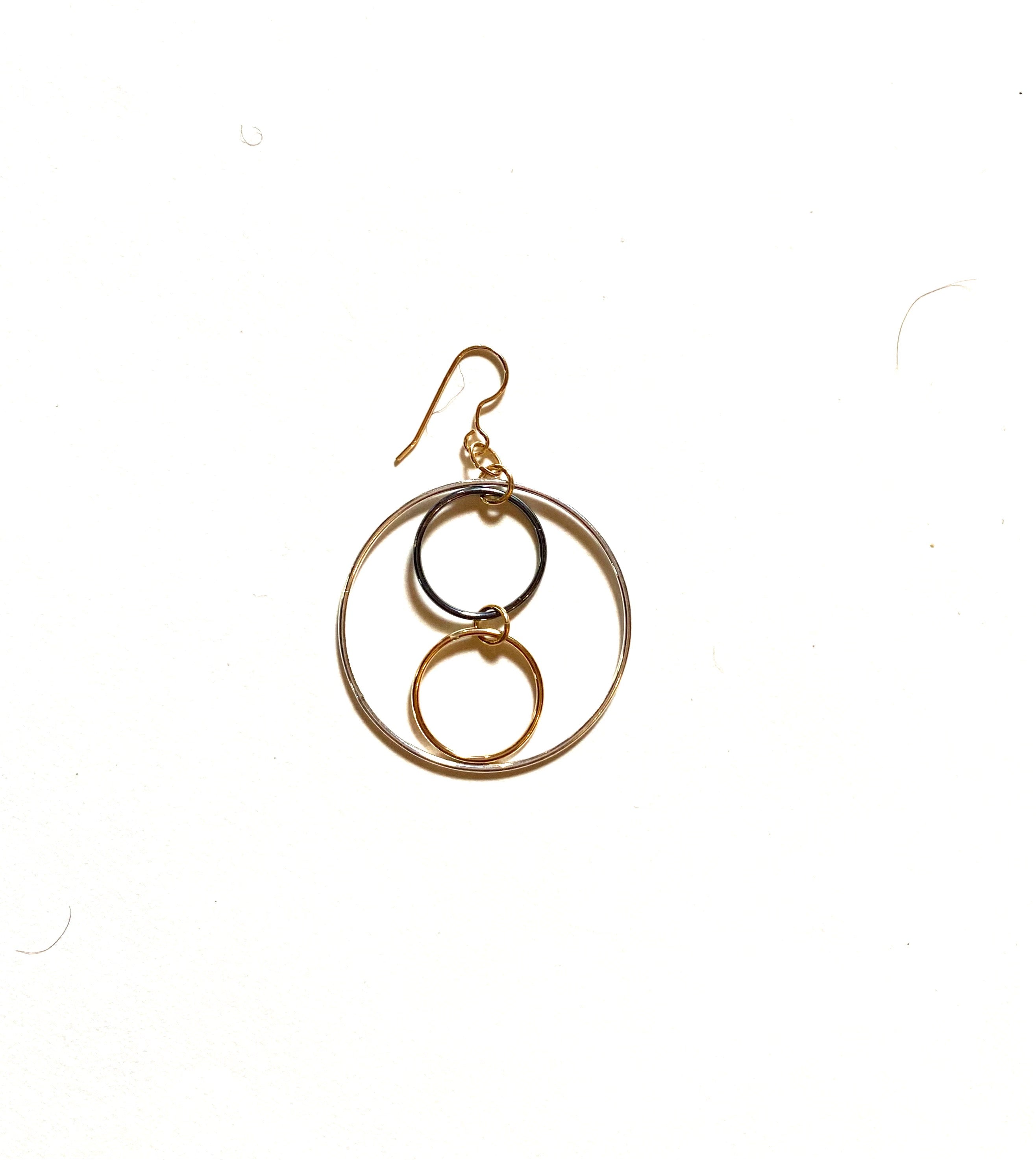 Mars - earrings of sterling silver and gold filled circles