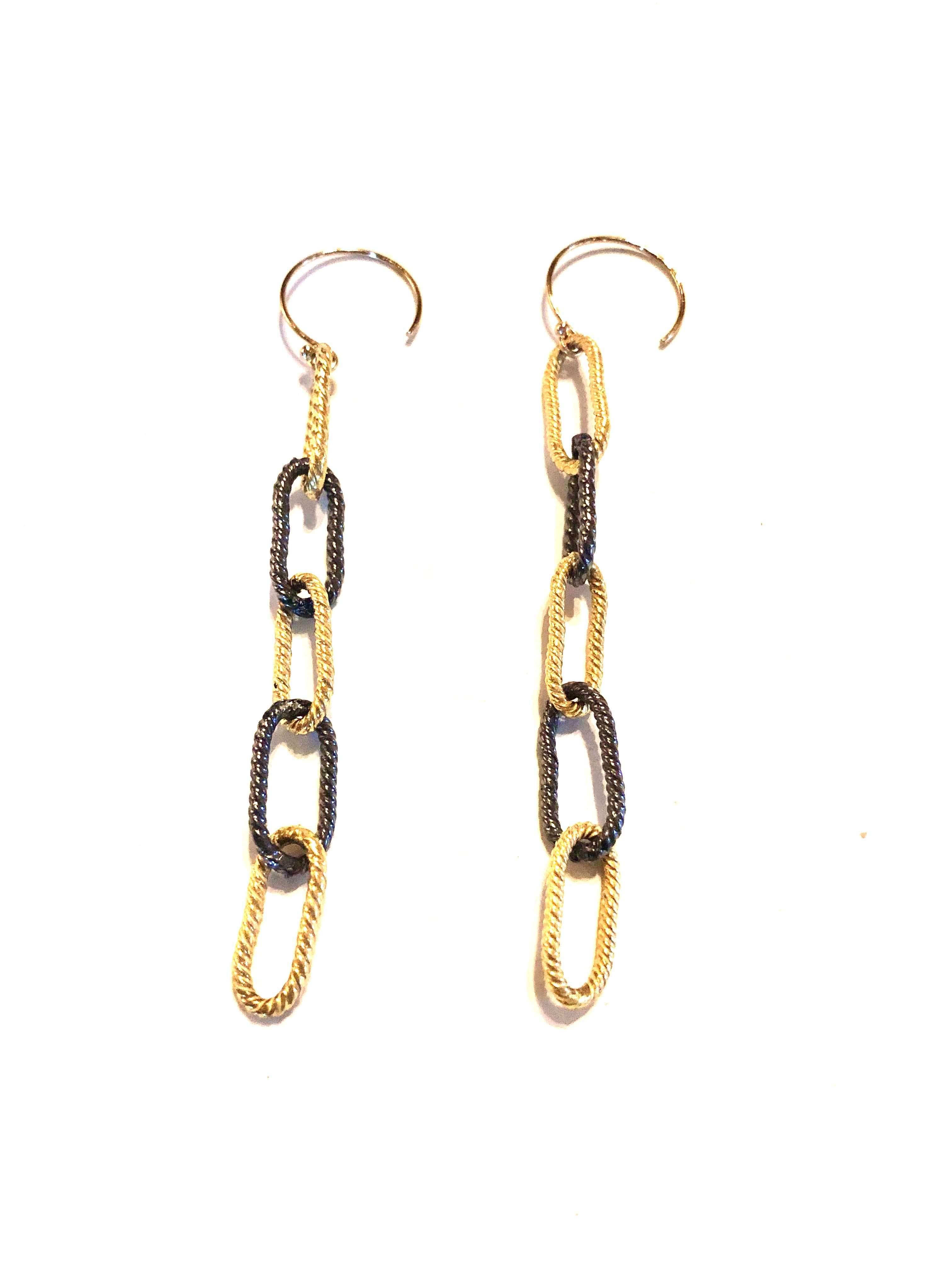 Paperclip-E - earrings with handmade sterling silver and vermeil chain