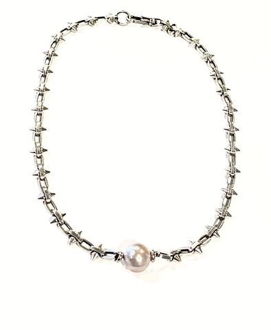 Punk Necklace- Antique silver chain necklace